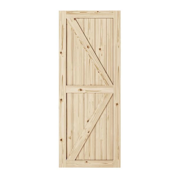 Unbranded Artisan 37 in. x 84 in. KD Natural Unfinished Pine Sliding Barn Door Slab