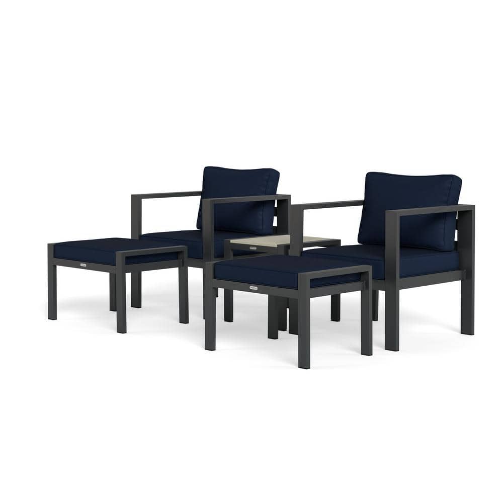 Lakeview Modern Navy Aluminum 5-Piece Outdoor Bistro Set