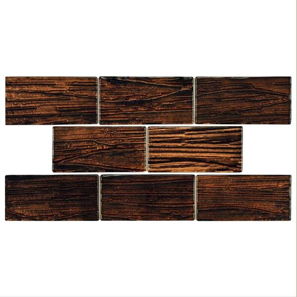 Merola Tile Aspen Subway Mahogany 3 in. x 6 in. Glass Wall Tile (1 sq. ft. / pack)