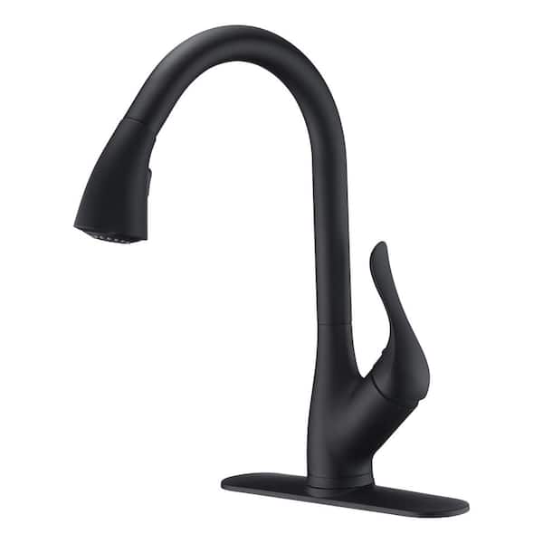 ANZZI Accent Series Single-Handle Pull-Down Sprayer Kitchen Faucet in Matte Black