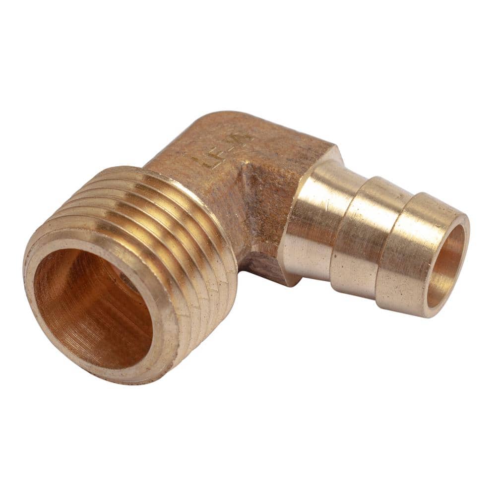 Brass Barb Reducer SPLICER Fitting Fuel//AIR//Water//Oil//Gas//WOG Gasher 2 Pieces Brass Hose Barb Reducer 90 Degree Elbow 3//8 Inch NPT to 3//8 Inch Barb Hose ID with 2 Hose Clam