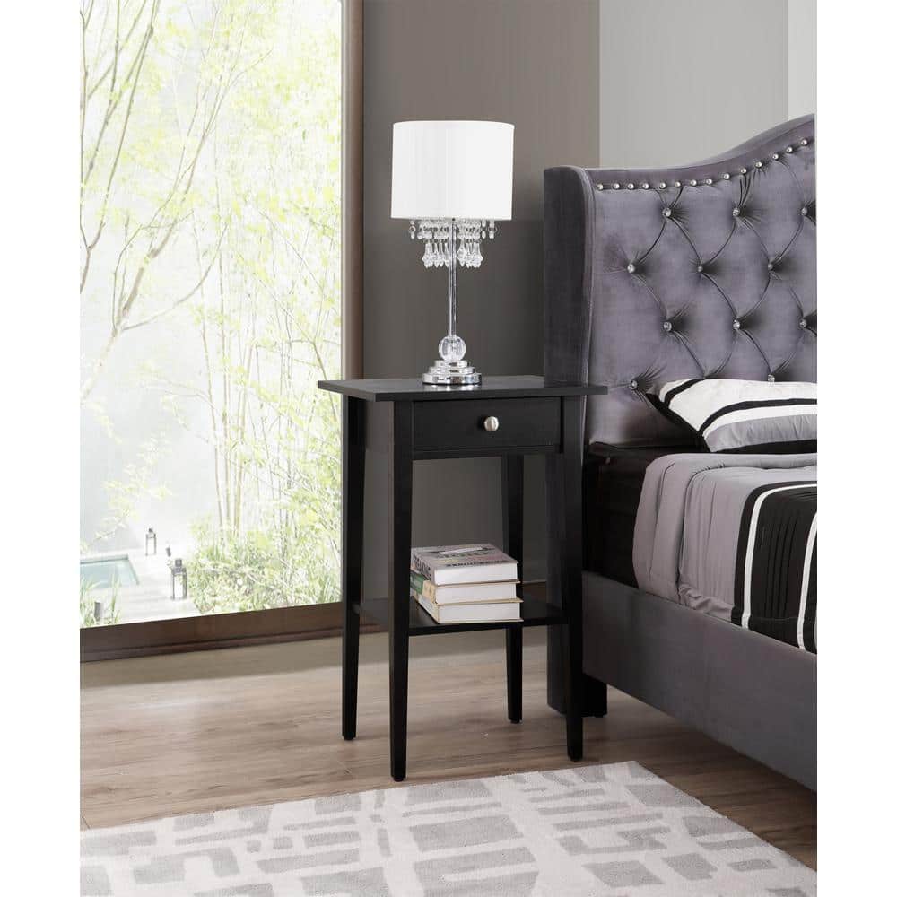 Dalton 1-Drawer Black Nightstand (28 in. H x 18 in. W x 14 in. D)