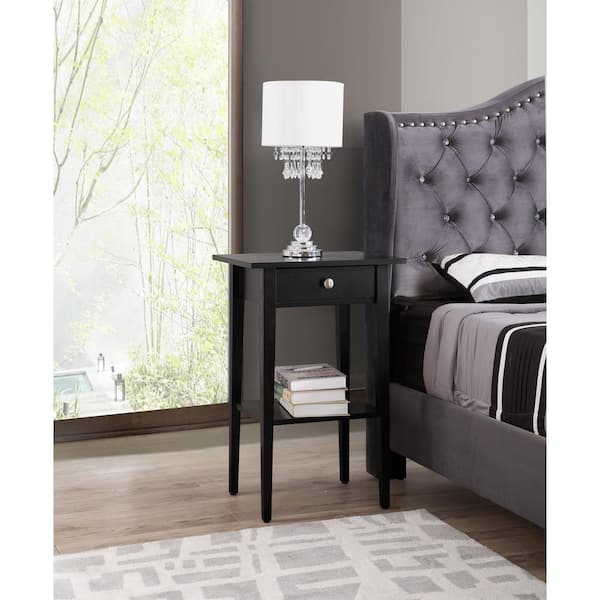 AndMakers Dalton 1-Drawer Black Nightstand (28 in. H x 18 in. W x 14 in. D)