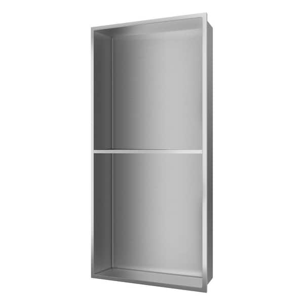 12 in. W x 24 in. H x 4 in. D Shampoo-Soap Standard Double Shower Niche in Brushed Nickel