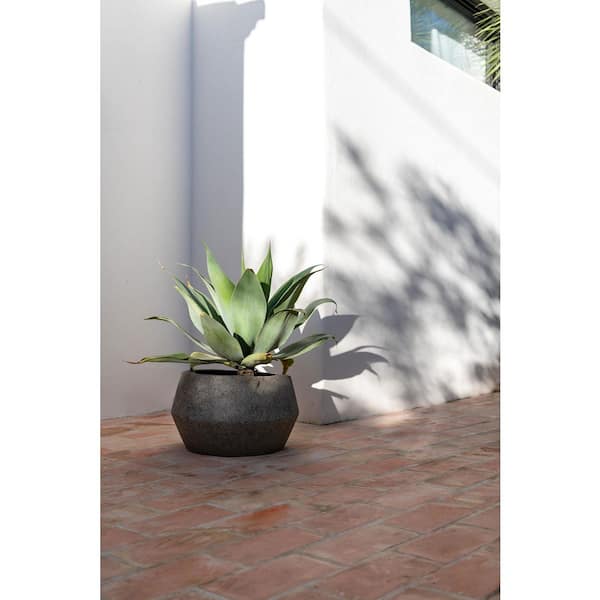 12 in H Harley Low L Fiberstone Modern Rustic Planter Indoor/Outdoor, Diorite Grey