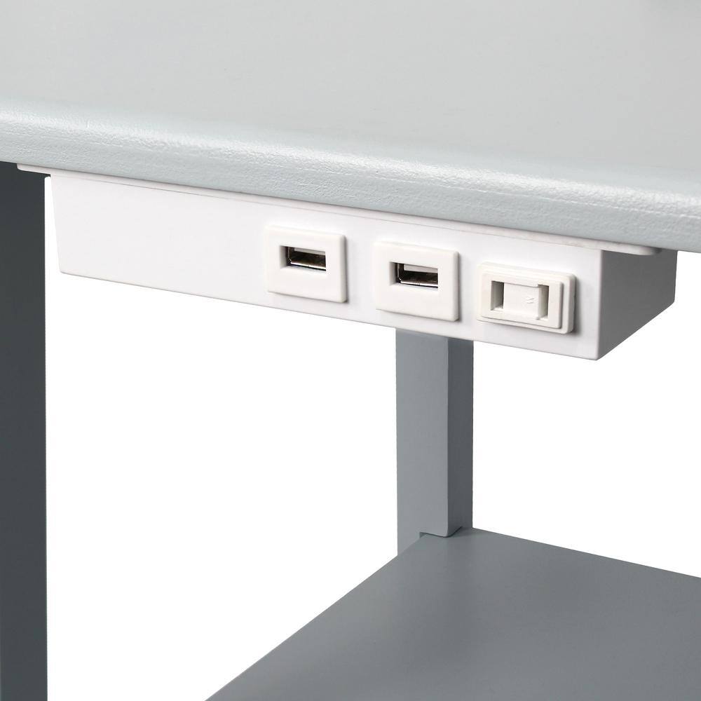 Gray 57" Modern 2-Tier End Table Floor Lamp with USB Ports
