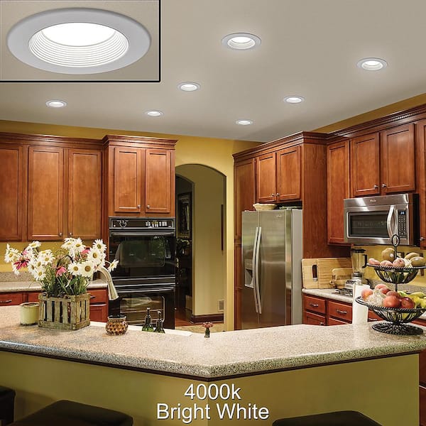 4 in. 30 Lighting Options Integrated LED Recessed Light Trim Adjustable CCT New Construction Remodel Indoor (4-Pack)
