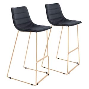 Adele Black 100% Polyester Bar Chair - (Set of 2)