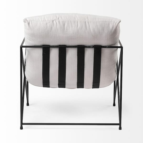 Cream Upholstered Padded Seat Accent Chair With Black Metal Frame Cream Upholstered Padded Seat Accent Chair With Black Metal Frame