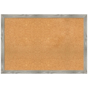 Dove Greywash 38.50 in. x 26.50 in Square Framed Corkboard Memo Board