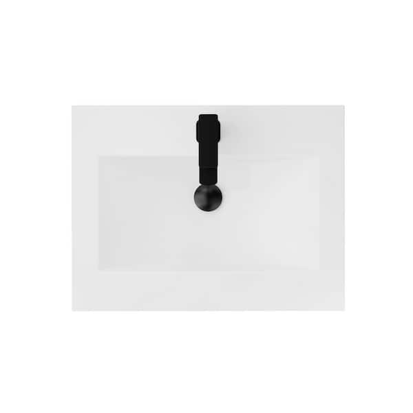 24 in. W x 18.7 in. D x 34 in. H 1-Sink Freestanding Bath Vanity in Gray With White Ceramic Top and Drain Faucet Set