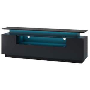 Modern TV stand Fits TV's up to 75 in. with Color Changing LED Lights and High Gloss TV Cabinet, Black