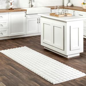 Jeni Solid Faux Rabbit Machine Washable White 2 ft. 6 in. x 8 ft. Runner Rug