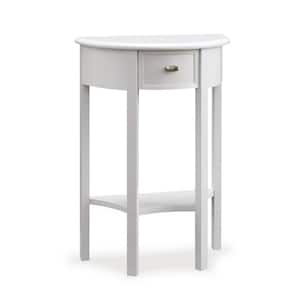 Demilune 28 in. H x 19 in. W White Wood Console Table with Drawer
