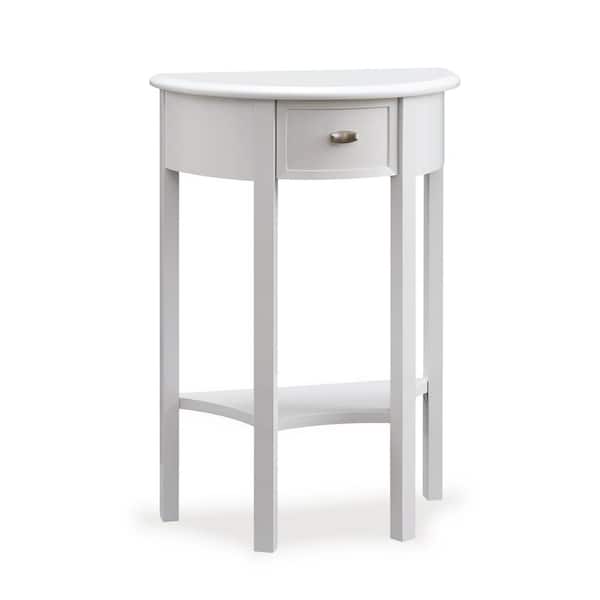 Leick Home Demilune 28 in. H x 19 in. W White Wood Console Table with Drawer