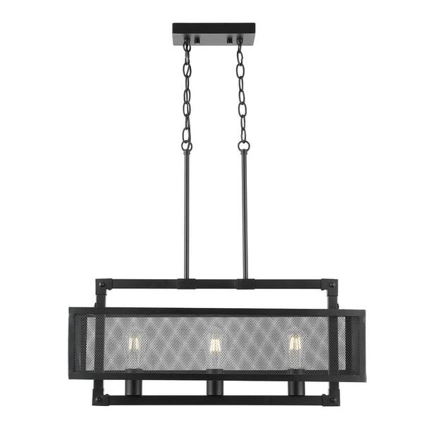 Wingbo 3 Light Rectangular Metal Pendant Fixture Farmhouse Hanging Lighting With Steel Net Shade Black Finish Wbpt Y019 Bk Wingbo 3 Light Rectangular Metal, Plug In Hanging Light Fixtures Menards
