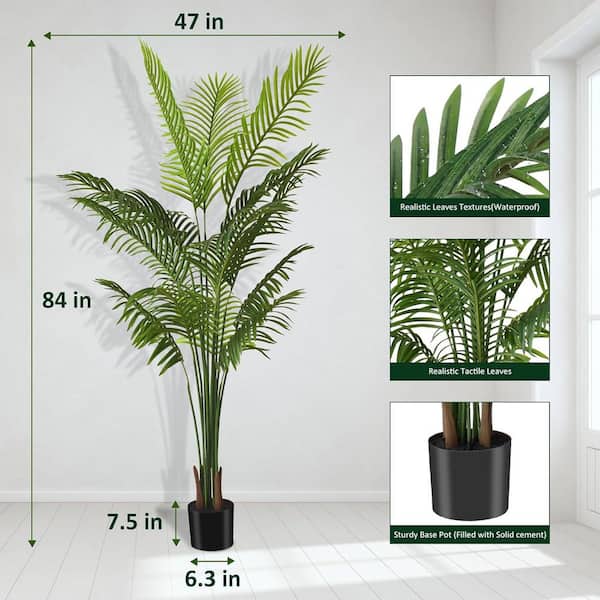 7 ft. Artificial Indoor/Outdoor Paradise Palm Tree in Pot, Faux Palm Tree for Home Office Living Room Garden Decor Gift