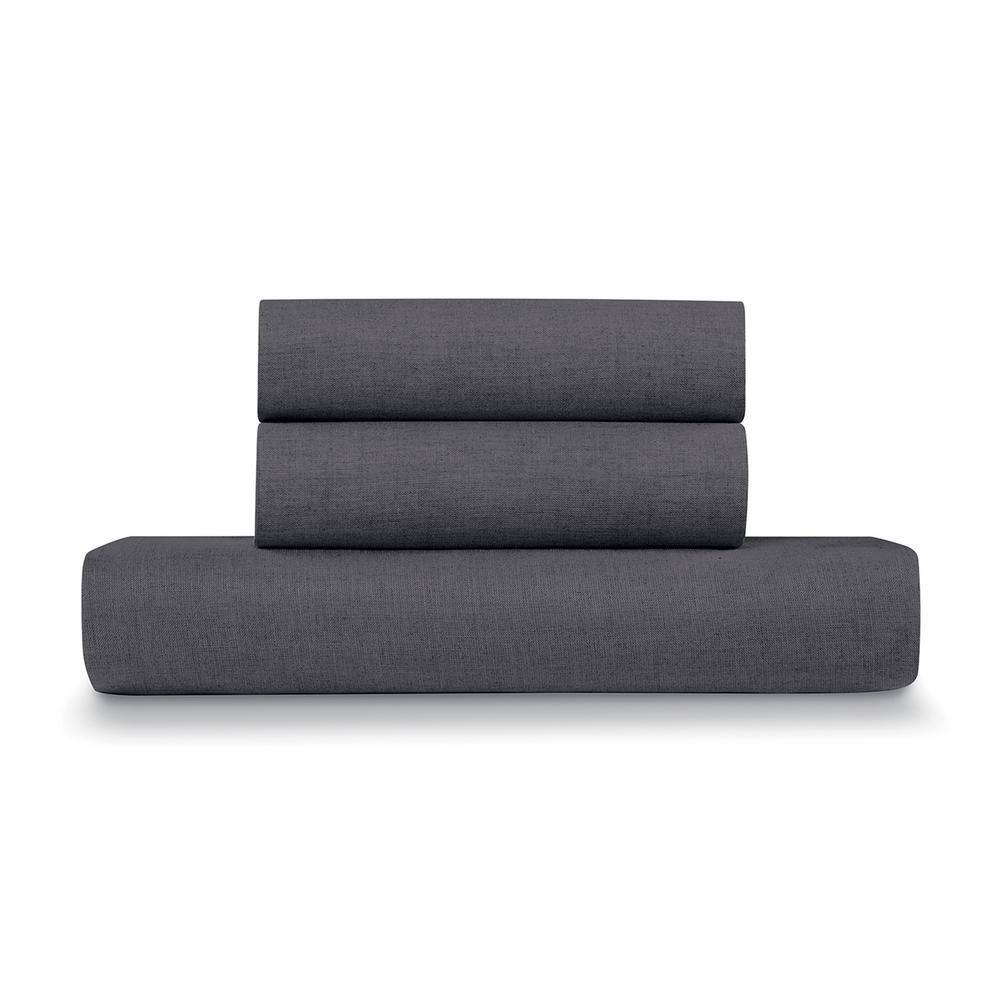 Charcoal Full/Queen Linen Cotton Duvet Cover Set