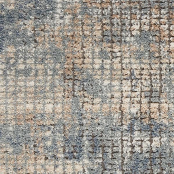 8 ft. x 10 ft.Beige and Blue Abstract Power Loom Distressed Area Rug