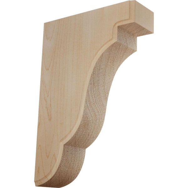 Ekena Millwork 1-3/4 in. x 5 in. x 7-1/2 in. Maple Bedford Wood Bracket