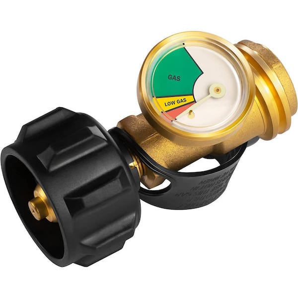 Propane Tank Brass Adapter with Pressure Meter Gauge for LP Gas