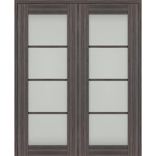 Belldinni Paola 36 In. X 80 In. Both Active 4-Lite Frosted Glass Gray ...