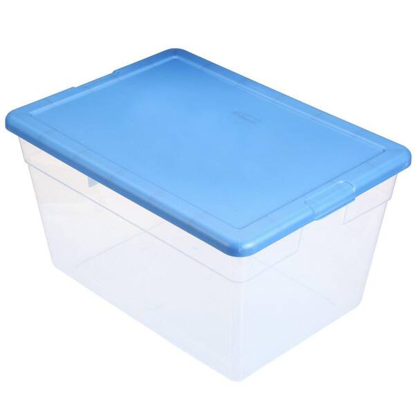 Sterilite 56 Qt. Storage Box in Blue and Clear Plastic 16591008 - The Home  Depot