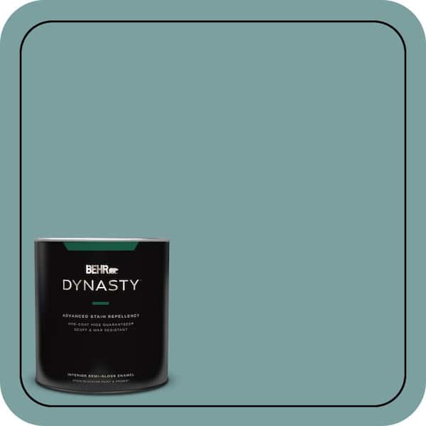 BEHR DYNASTY 1 qt. #S440-4 Tower Bridge One-Coat Hide Semi-Gloss Enamel Interior Stain-Blocking Paint & Primer