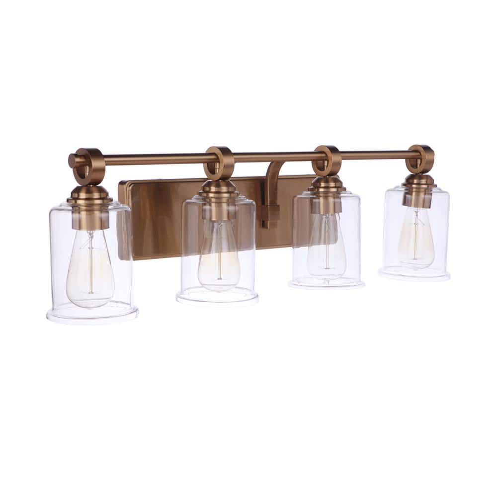 Romero 30.38 in. 4 Light Satin Brass Finish Vanity Light with Clear Glass Shade price history on PriceWatchPro