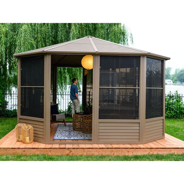 12 ft. x 12 ft. Florence Solarium Metal Roof Sand