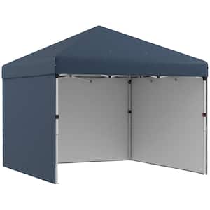 10 ft. x 10 ft. Navy Blue Pop Up Canopy Tent Instant Shelter Gazebo with 3 Sidewalls, Sandbags and Wheeled Carry Bag