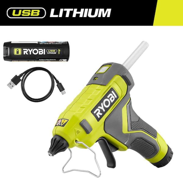 USB Lithium Cordless Glue Gun Kit with 2.0 Ah Battery, Charging Cable, and Glue Sticks (3-Piece)