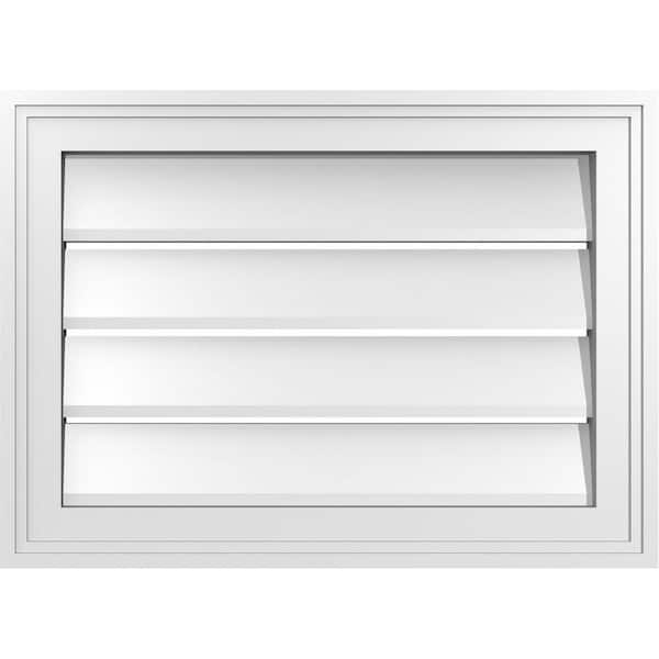 Ekena Millwork 22" x 16" Vertical Surface Mount PVC Gable Vent: Functional with Brickmould Frame