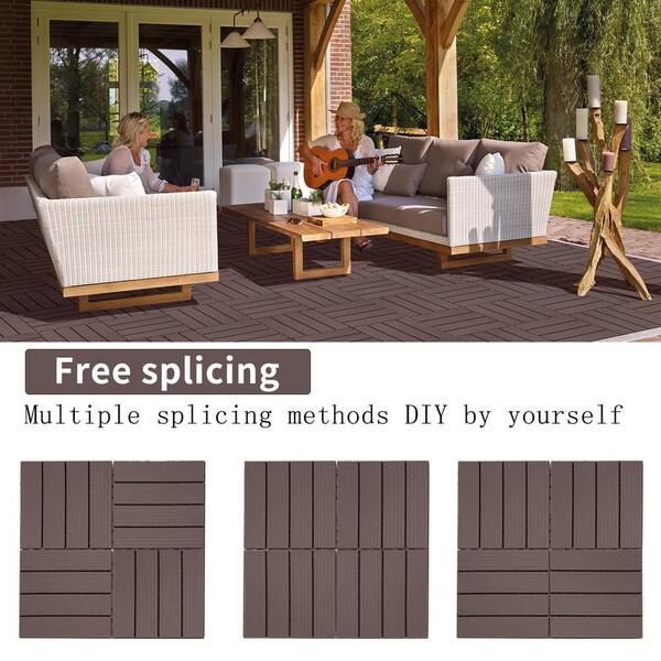 1 ft. x 1 ft. Interlocking Composite Plastic Deck Tile in Light