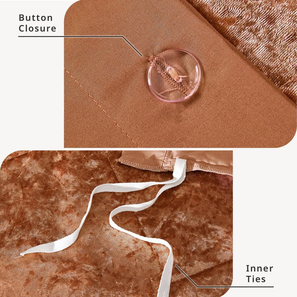 Rust Velvet Twin/Twin XL Quilted Duvet Cover Set with Pillow