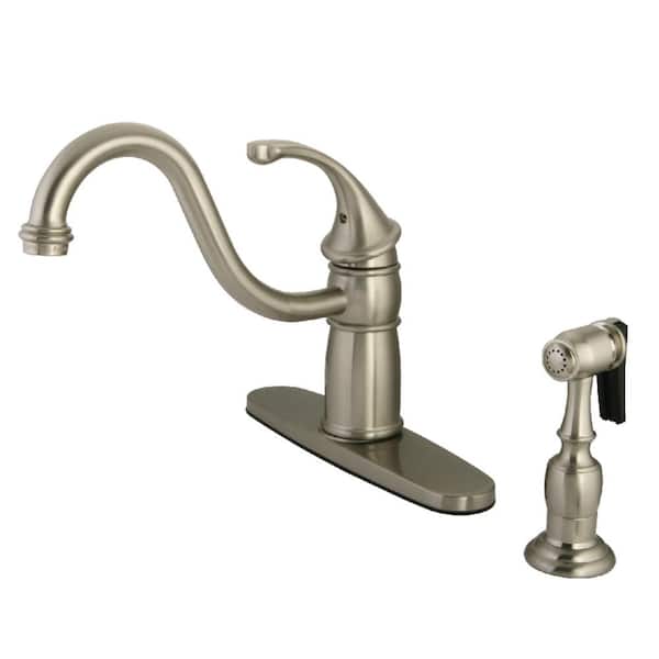 Kingston Brass Georgian Single-Handle Standard Kitchen Faucet with Side Sprayer in Brushed Nickel