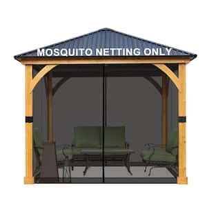12 ft. x 12 ft. Universal Replacement Mosquito Netting for Patio Gazebos with Zippers (Mosquito Net Only) - Black
