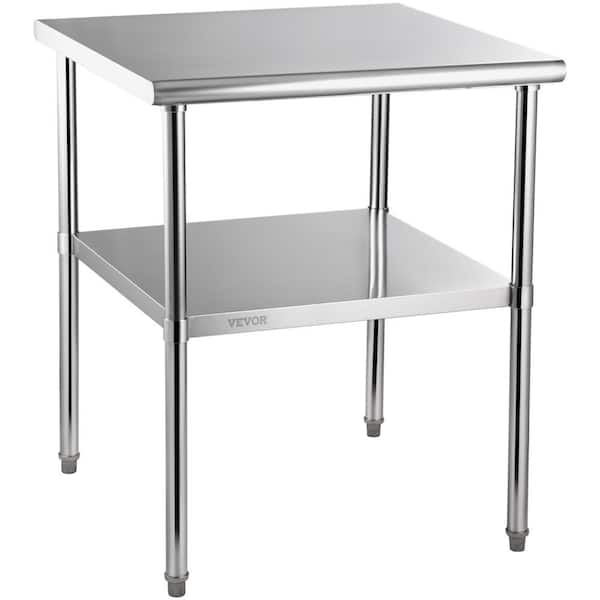 SVOPES 30 x 30 x 36 In. Stainless Steel Prep Table, 800 lbs Load Capacity Heavy Duty Kitchen Prep Table with Adjustable