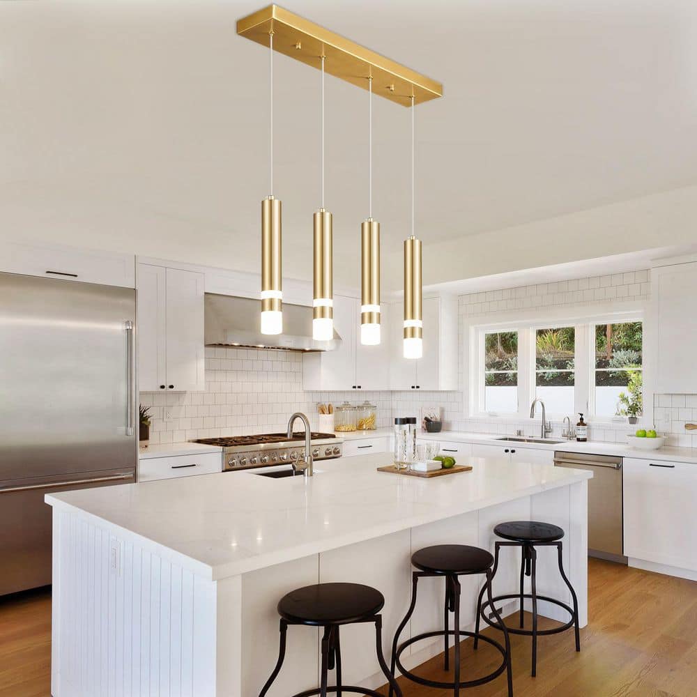 ZHLWIN Home Lighting 23.42 in. Gold 4C-Light Modern Dimmable
