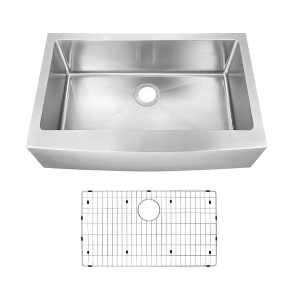 33 in. Farmhouse Apron Front Undermount Single Bowl 16-Gauge Stainless Steel Kitchen Sink with Accessories