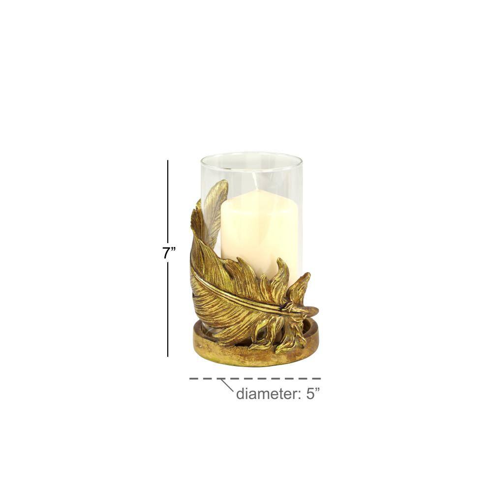 Elegant Winter Gold Glass Tabletop Hurricane Candle Lantern