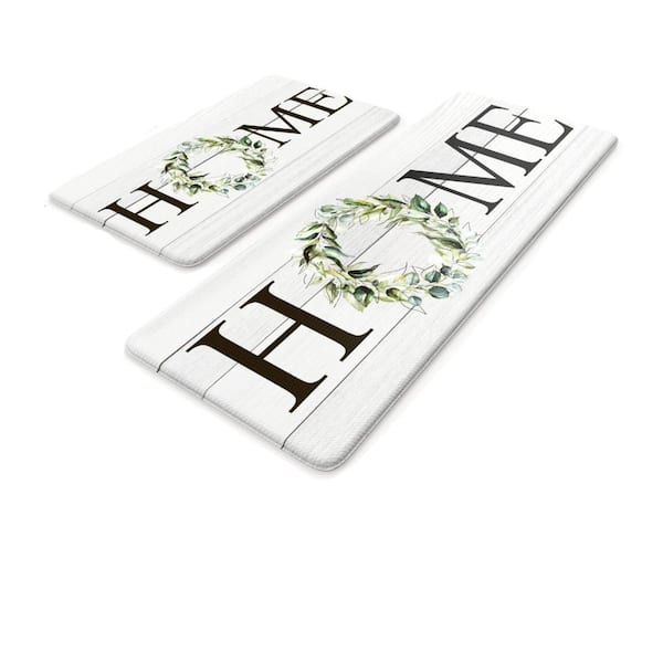 Home Design 17.3 in. x 47 in. and 17.3 in. x 29 in. PVC Cushioned Indoor Anti-Fatigue Kitchen Mat Set