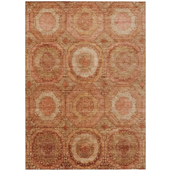 Chantille Machine Washable Indoor/Outdoor Abstract ACN2050 Terracotta 8 ft. x 10 ft. Area Rug
