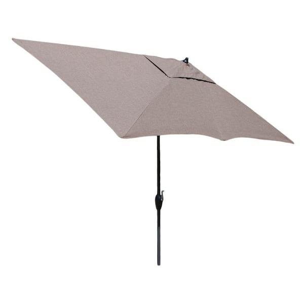 Hampton Bay 10 ft. x 6 ft. Aluminum Market Patio Umbrella in Saddle with Push-Button Tilt