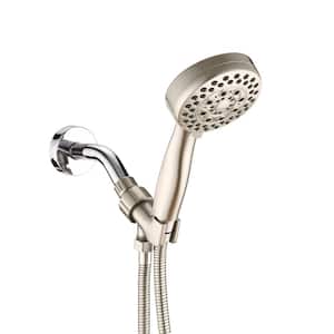 ACA 5-Spray Patterns with 1.8 GPM 3.5 in. Wall Mount Handheld Shower Head with Hose in Brushed Nickel