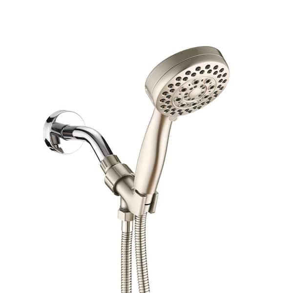 Miscool Paeb 5-Spray Patterns with 3.78 in. Wall Mount Handheld Shower Head in Brushed Nickel