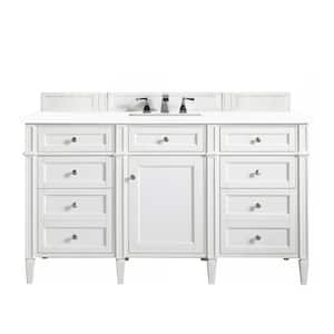 Brittany 60.0 in. W x 23.5 in. D x 34 in. H Bathroom Vanity in Bright White with White Zeus Quartz Top