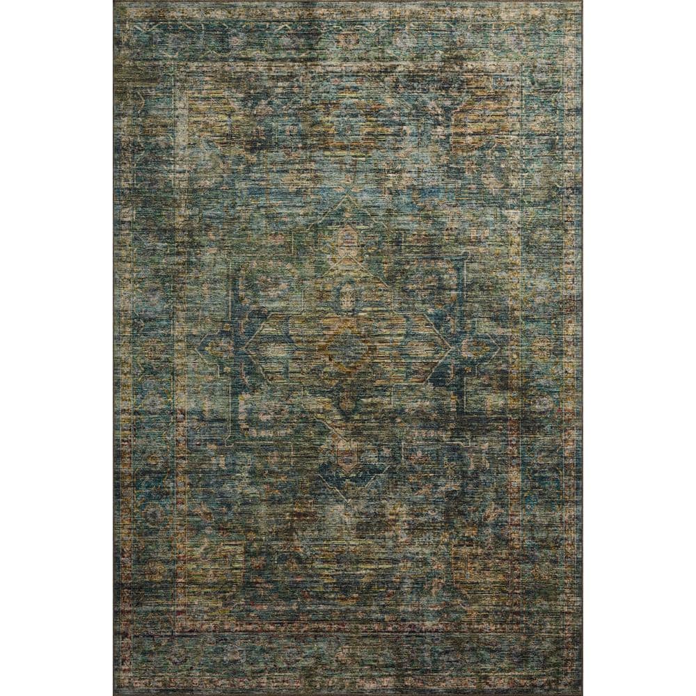 Anniston Lagoon Blue Synthetic Washable Rectangular Rug 8' x 10'