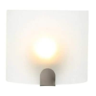 Hampton Bay Obsidian 8.5 in. 1-Light Brushed Nickel Wall Sconce with Frosted Glass Shade