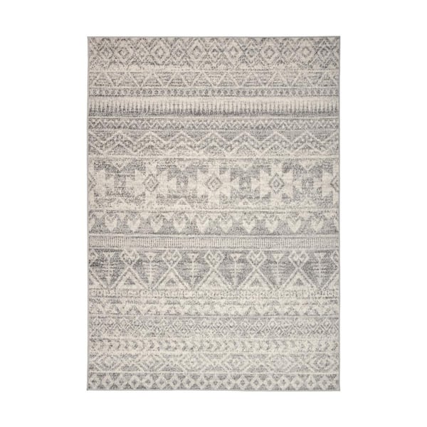 World Rug Gallery Bohemian Distressed Gray 3 ft. 3 in. x 5 ft. Geometric Area Rug